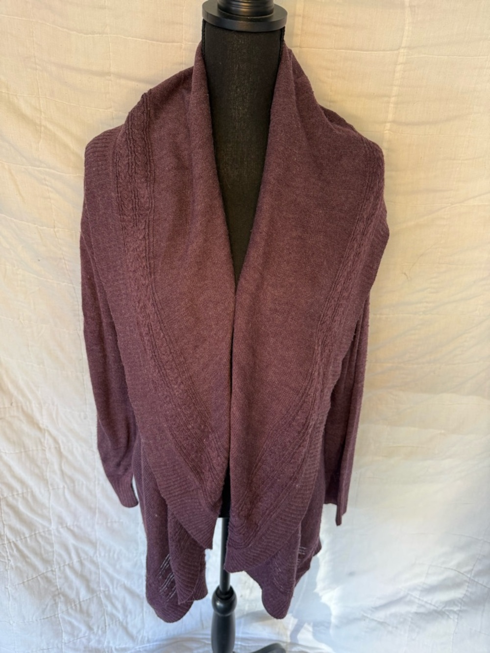 89th & Madison Open-Front Shawl Collar Cardigan - Plum